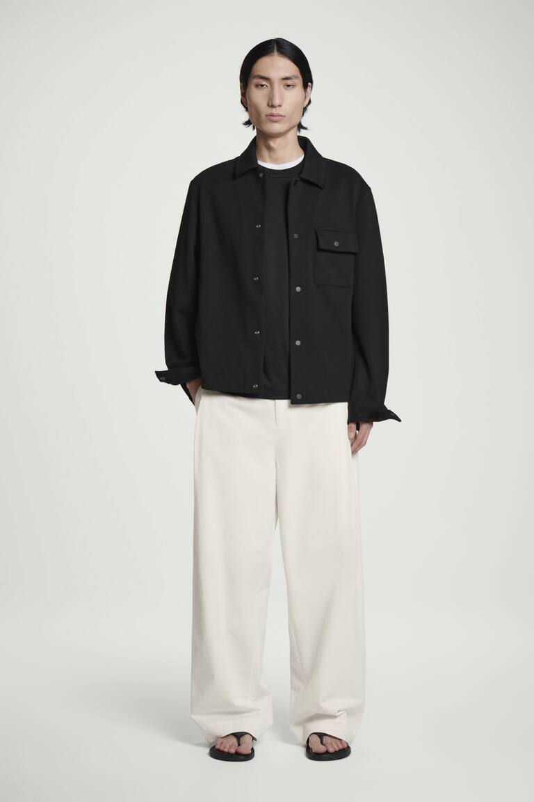 H&M GIACCA A CAMICIA IN TWILL DI JERSEY - NERO - UOMO