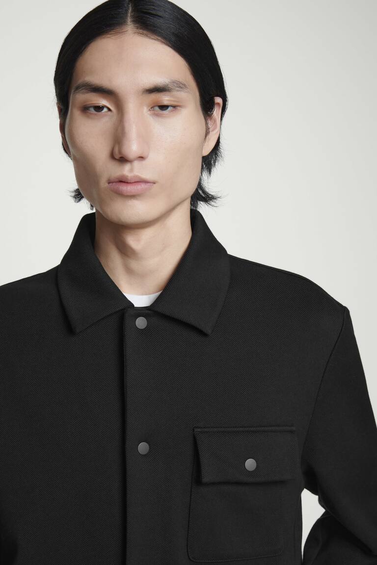 H&M GIACCA A CAMICIA IN TWILL DI JERSEY - NERO - UOMO