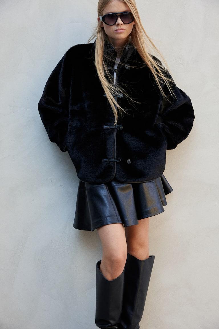 H&M Giacca Pelosa - Marrone Scuro - DONNA