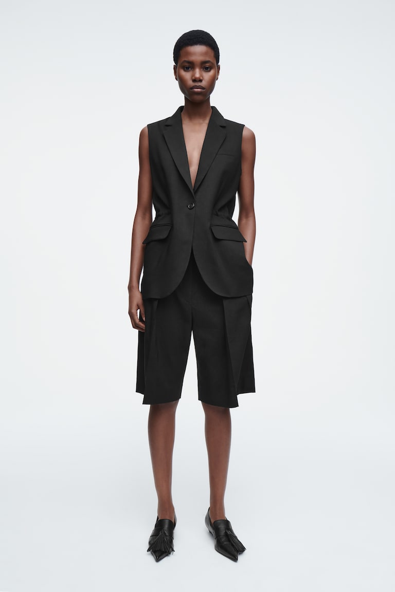 H&M GILET SLIM IN LINO - ALBICOCCA - DONNA