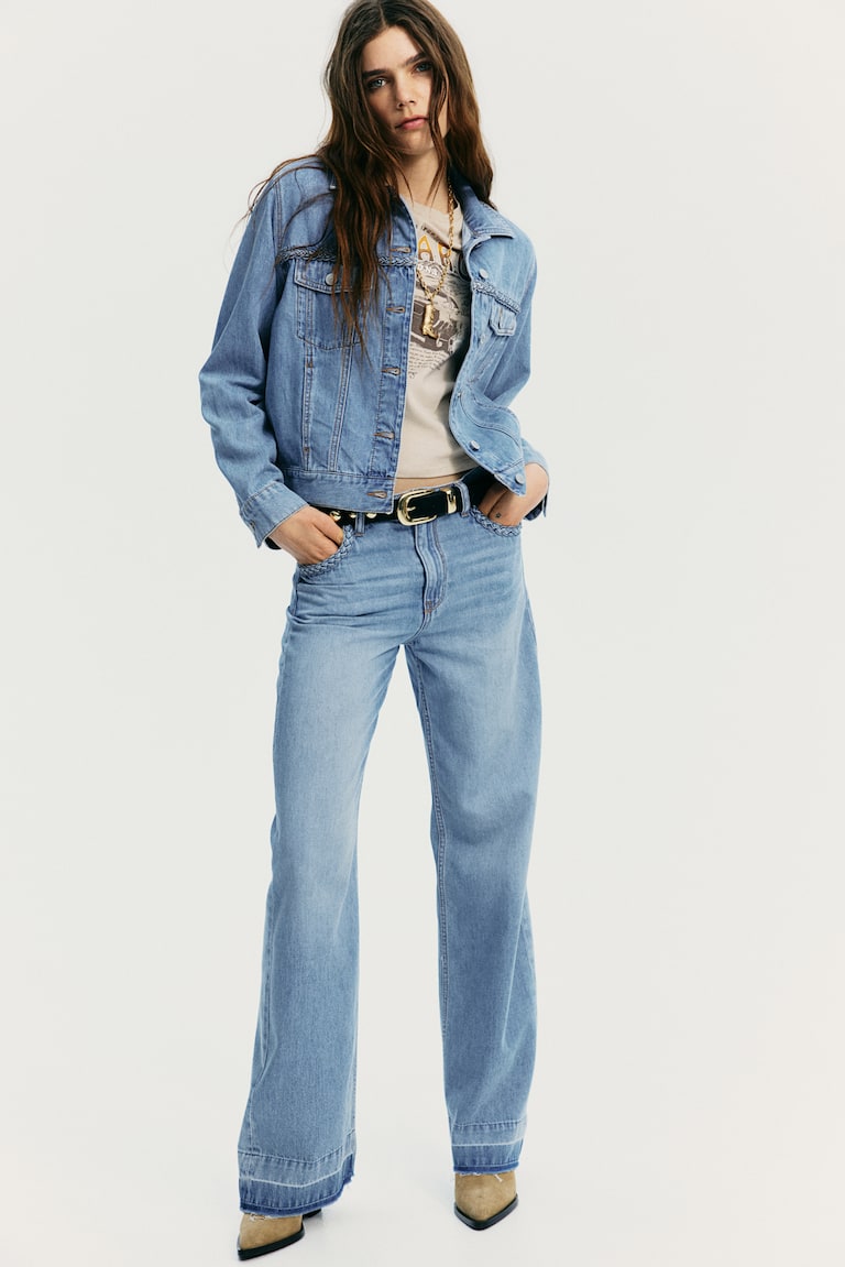 H&M Giubbotto In Denim - Blu Denim Chiaro - DONNA