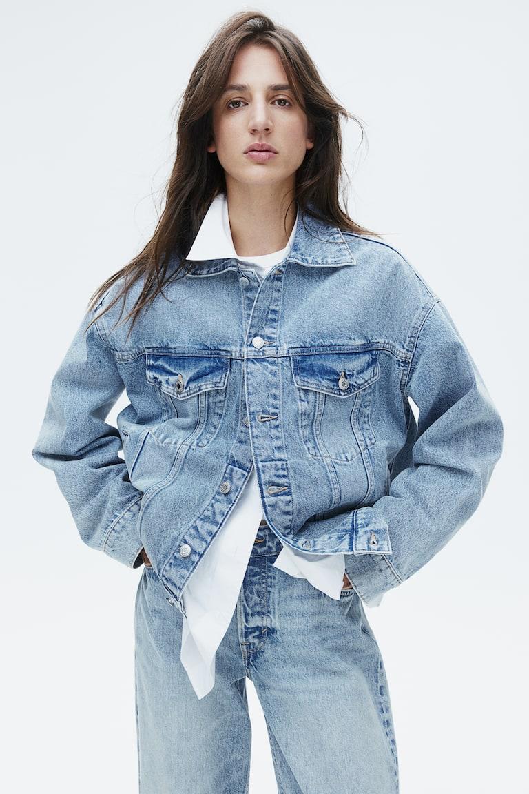 H&M Giubbotto Oversize In Denim - Blu Denim - DONNA