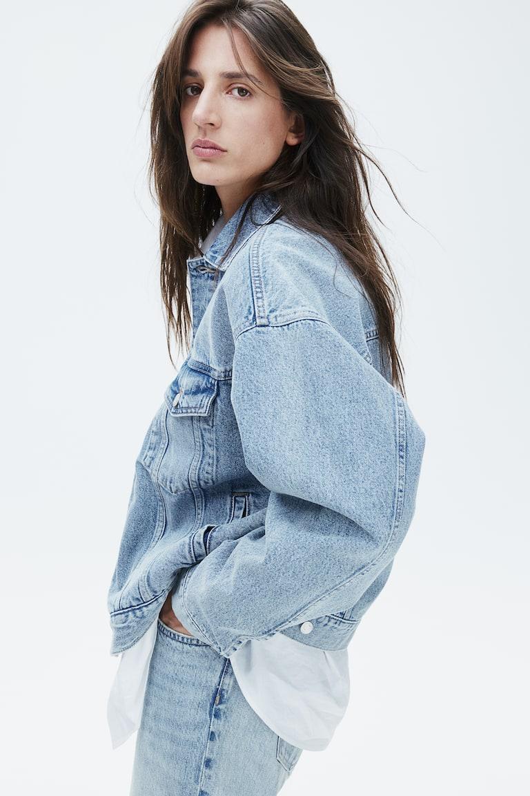 H&M Giubbotto Oversize In Denim - Blu Denim - DONNA