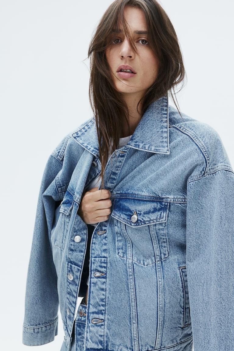 H&M Giubbotto oversize in denim - Blu denim - DONNA