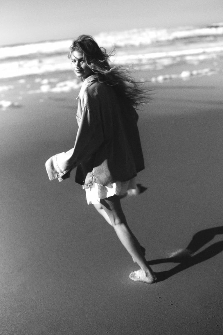 H&M Gonna A Balze Con Inserti In Pizzo - Beige - DONNA