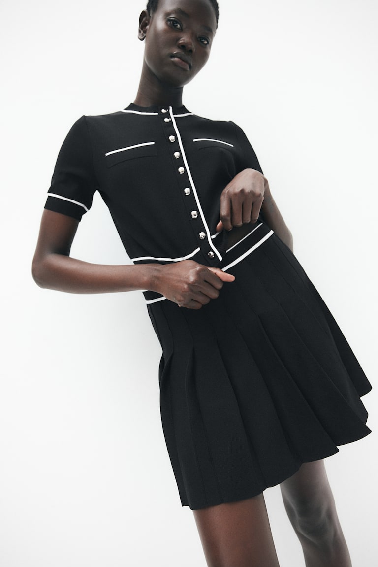 H&M Gonna A Pieghe - Blu Polvere - DONNA