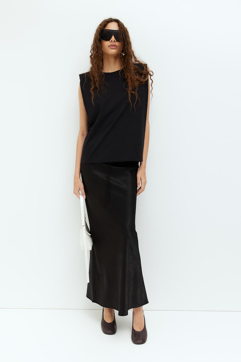 H&M Gonna In Satin Con Coulisse - Nero - DONNA