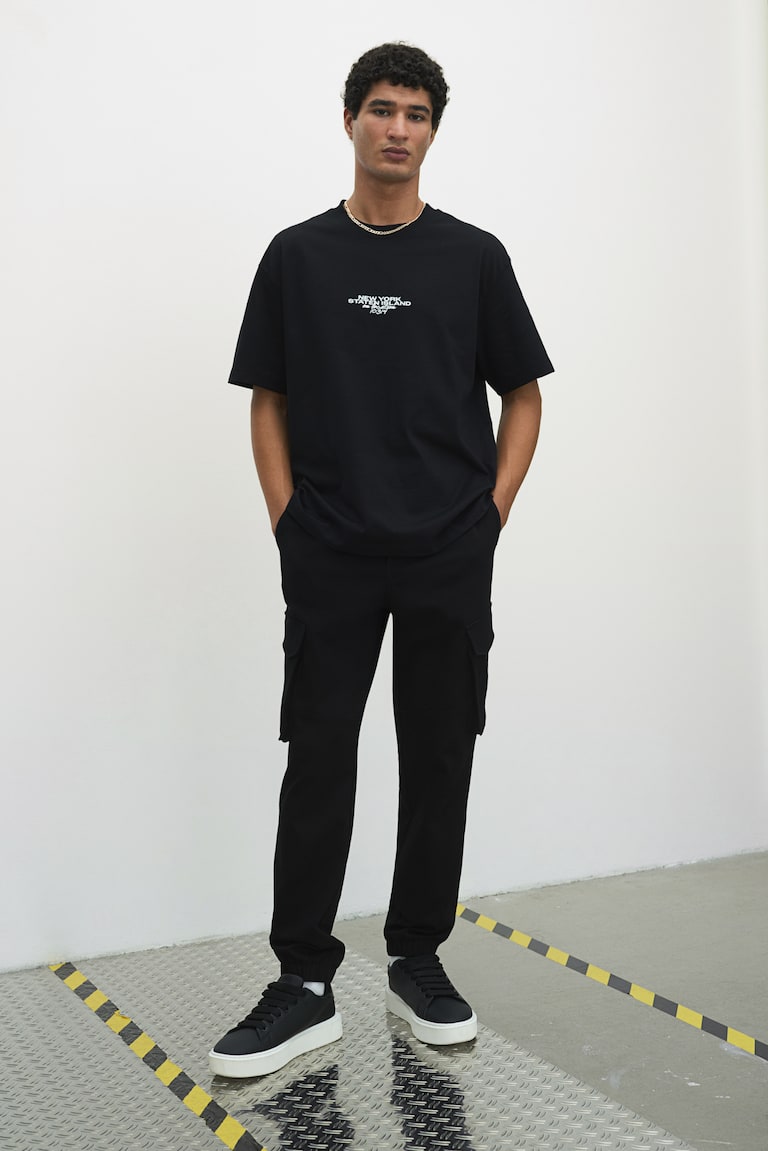 H&M Joggers cargo Slim Fit - Nero - UOMO