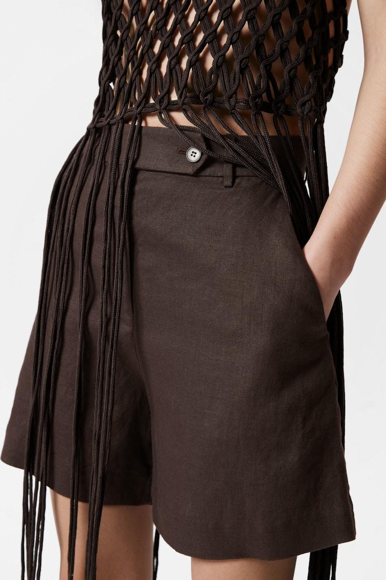 H&M Linen Shorts - Marrone Scuro - DONNA