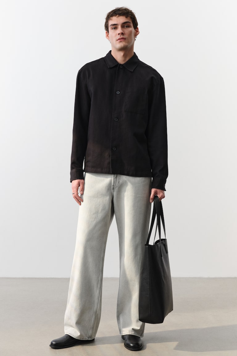 H&M Loose Straight High Jeans - Blu-grigio - UOMO