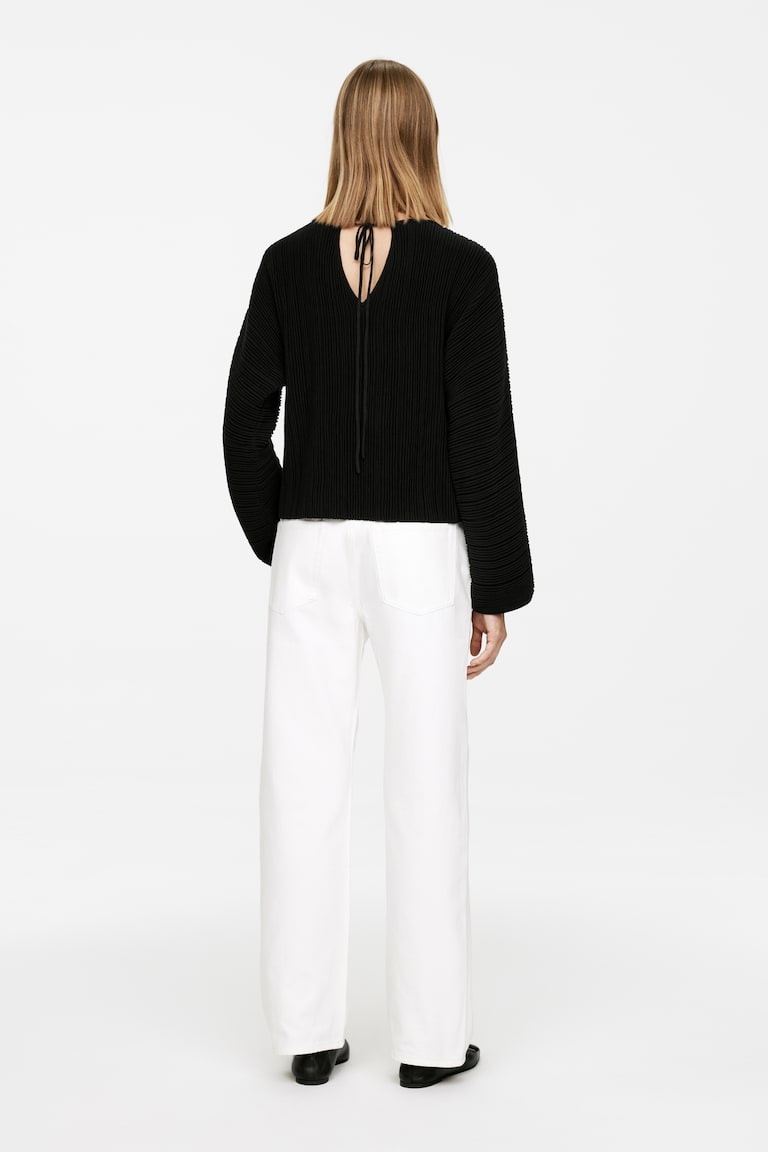 H&M Maglia A Coste - Bianco Sporco - DONNA