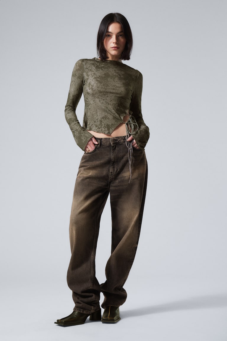 H&M Maglia Con Lacci Laterali - Marrone Scuro - DONNA