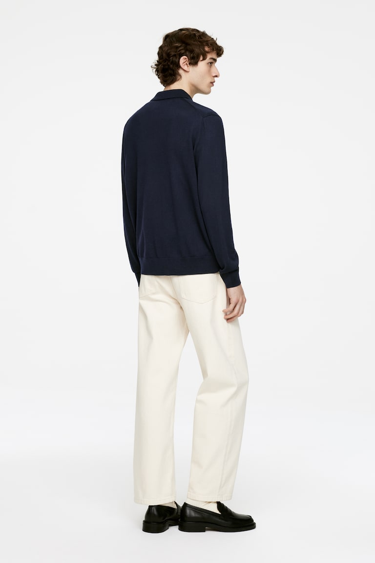 H&M Merino Polo Jumper - Marrone Scuro - UOMO