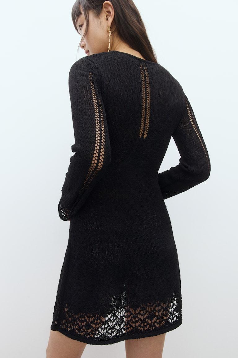 H&M Miniabito In Maglia Traforata - Crema - DONNA