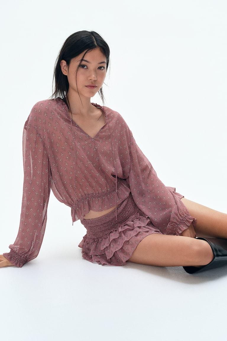 H&M Minigonna A Balze - Crema/pois - DONNA