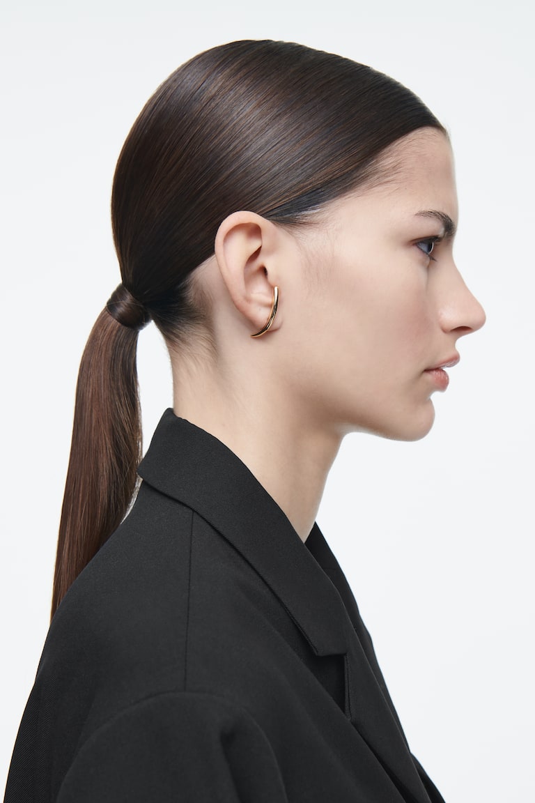 H&M ORECCHINI CURVI A BOTTONE - ARGENTO - DONNA