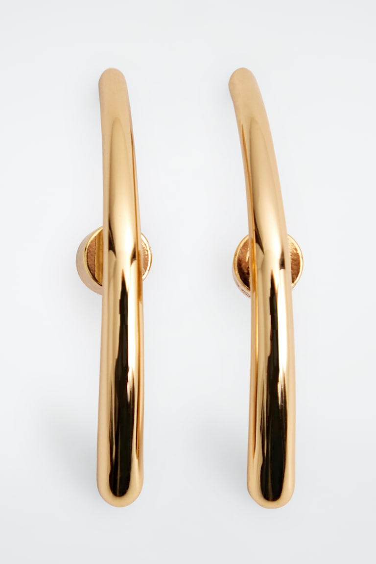 H&M ORECCHINI CURVI A BOTTONE - ARGENTO - DONNA