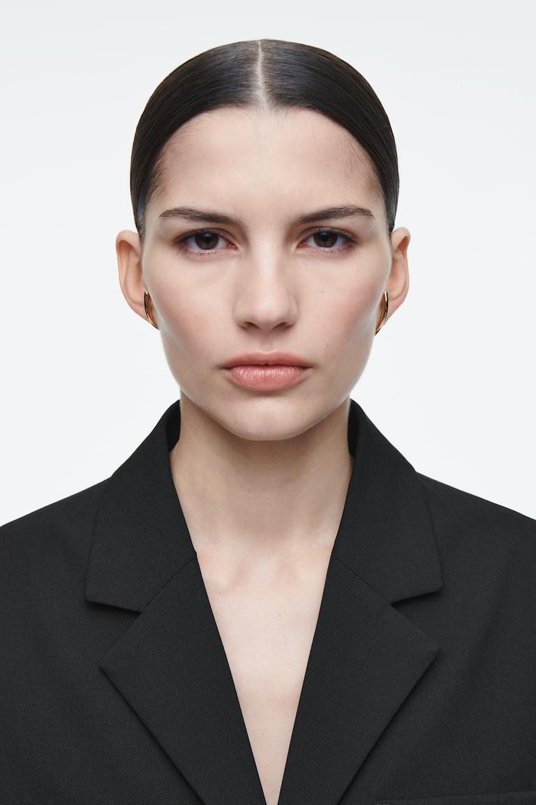 H&M ORECCHINI CURVI A BOTTONE - ORO - DONNA