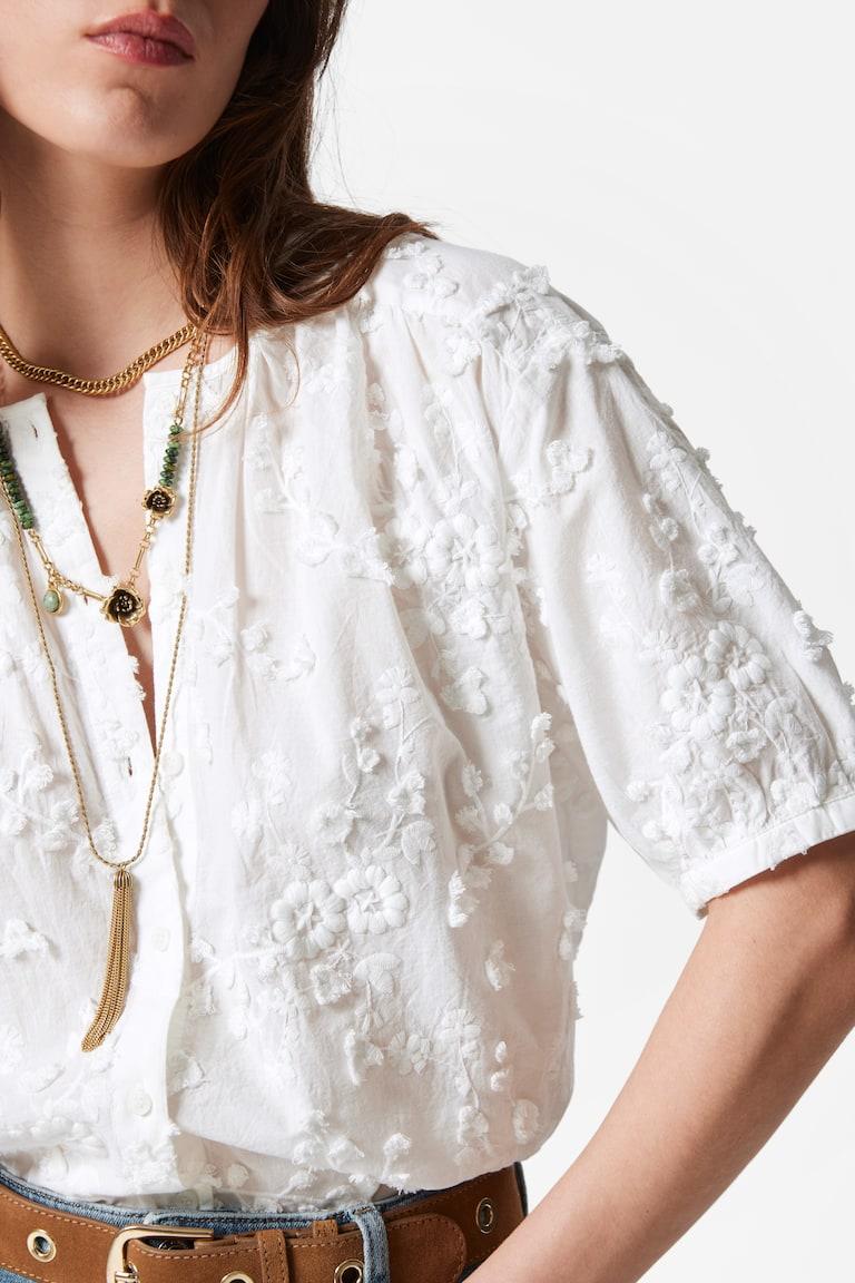 H&M Oversized Puff-Sleeve Blouse - Bianco - DONNA