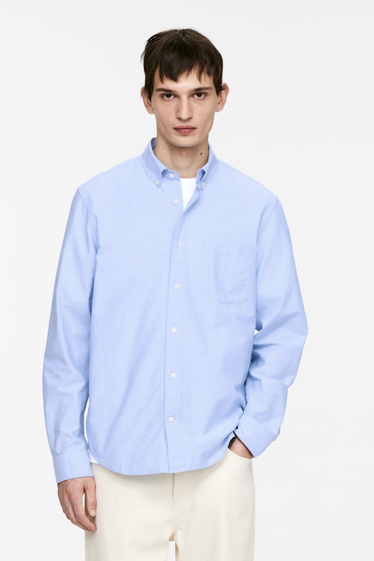 H&M Oxford Shirt - Azzurro - UOMO