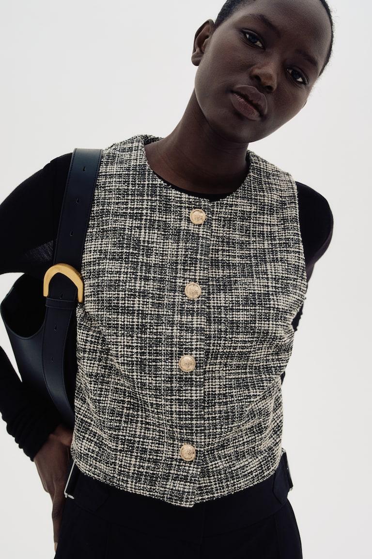 H&M Panciotto In Jersey Bouclé - Nero - DONNA