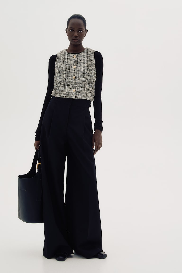 H&M Panciotto In Jersey Bouclé - Nero - DONNA