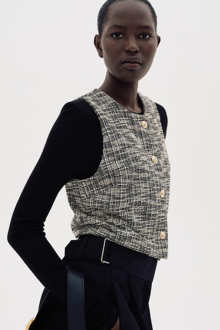 H&M Panciotto in jersey bouclé - Nero mélange - DONNA