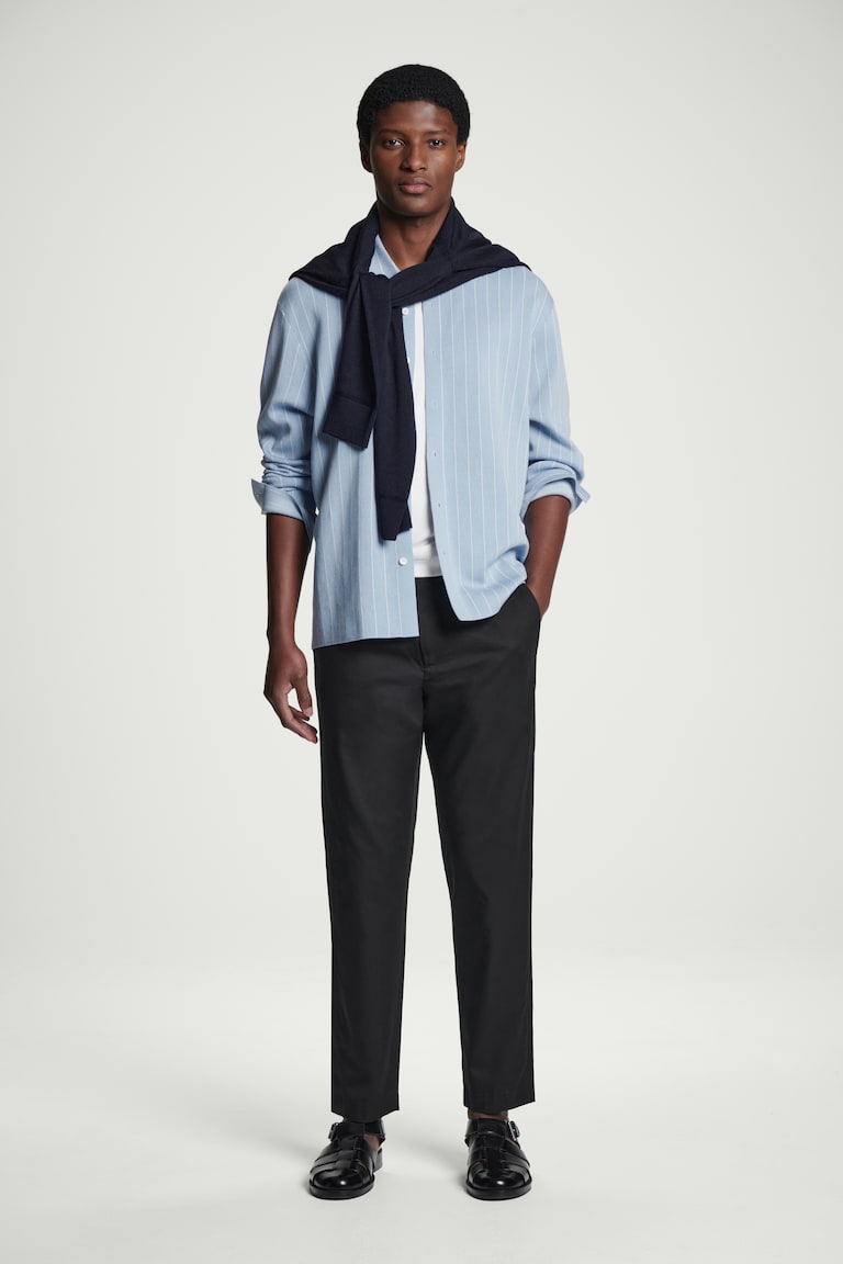 H&M PANTALONI AFFUSOLATI IN TWILL - VERDE SCURO - UOMO