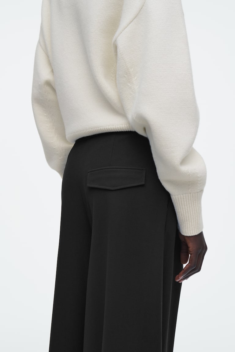 H&M PANTALONI CROPPED A GAMBA LARGA - BLU NAVY - DONNA