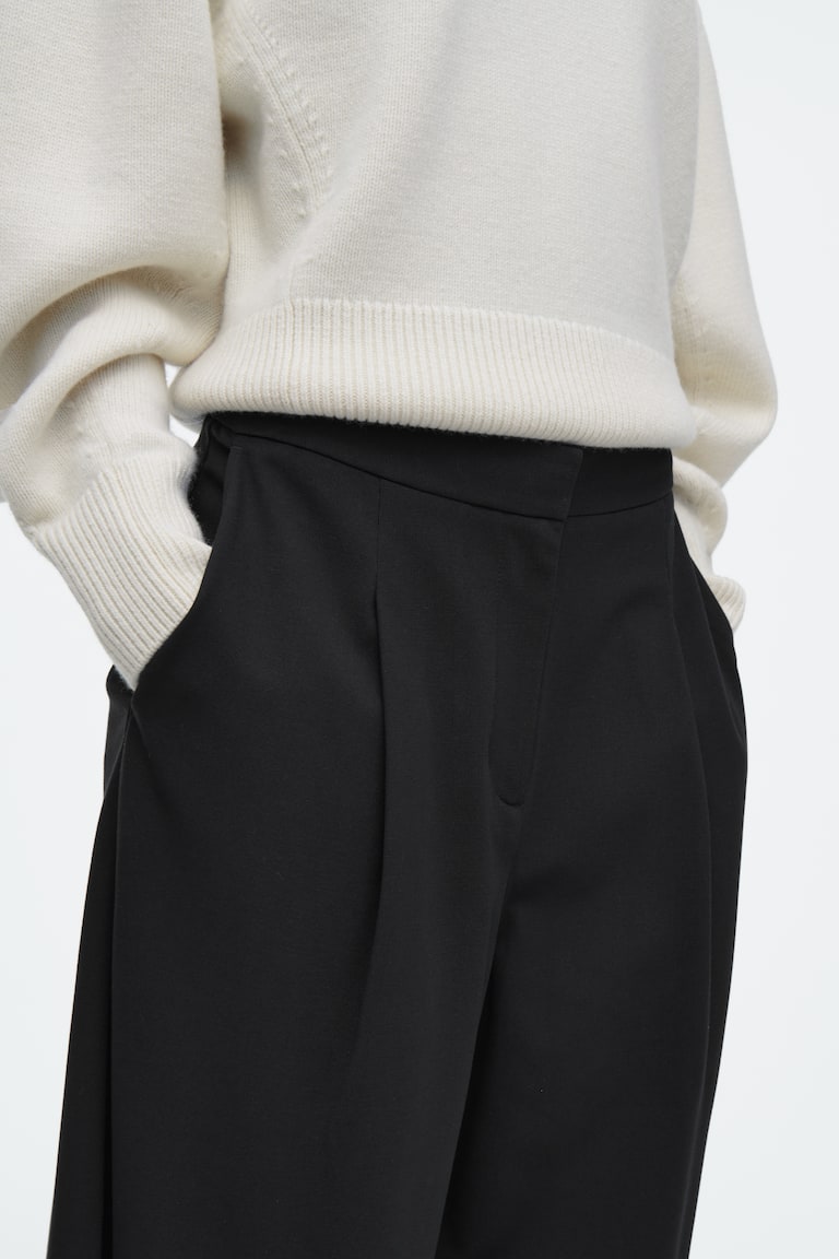 H&M PANTALONI CROPPED A GAMBA LARGA - BLU NAVY - DONNA