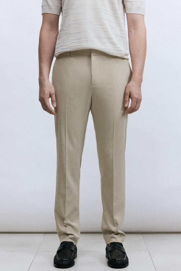 H&M Pantaloni Da Completo Slim Fit - Beige - UOMO
