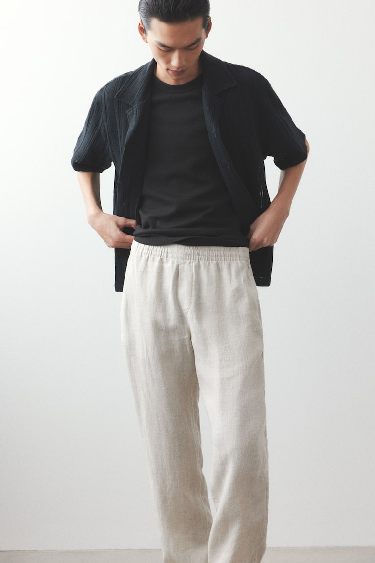 H&M Pantaloni In Lino Regular Fit - Bianco - UOMO