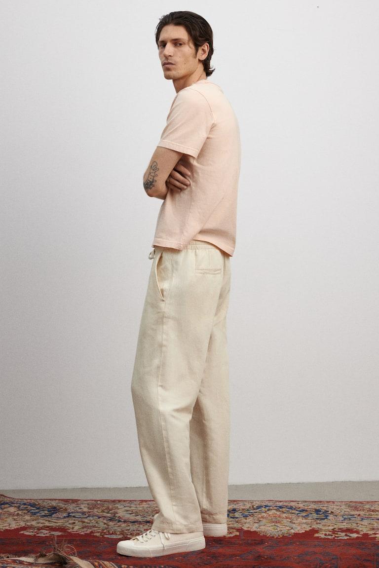 H&M Pantaloni In Lino Relaxed Fit - Crema - UOMO