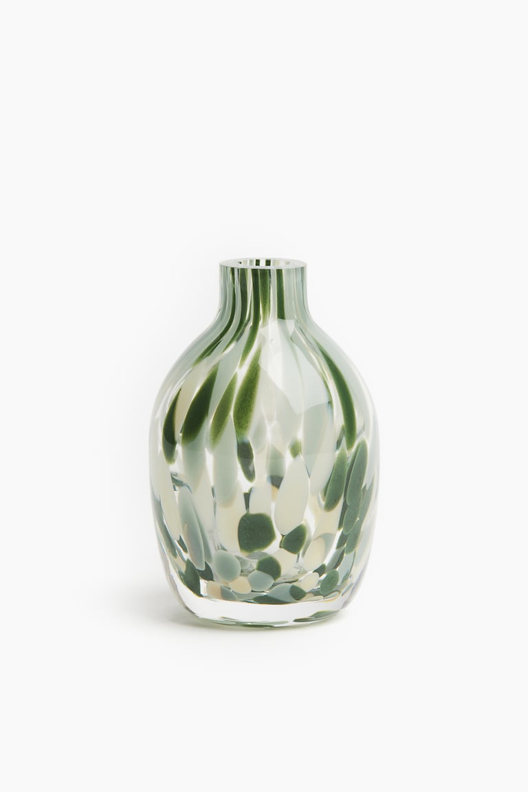 H&M Piccolo vaso in vetro - Verde/fantasia - HOME