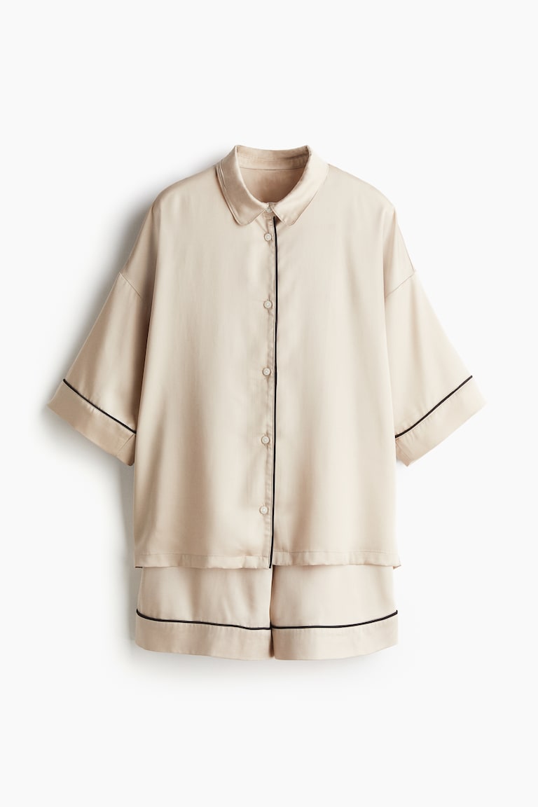 H&M Pigiama In Satin - Beige Chiaro - HOME