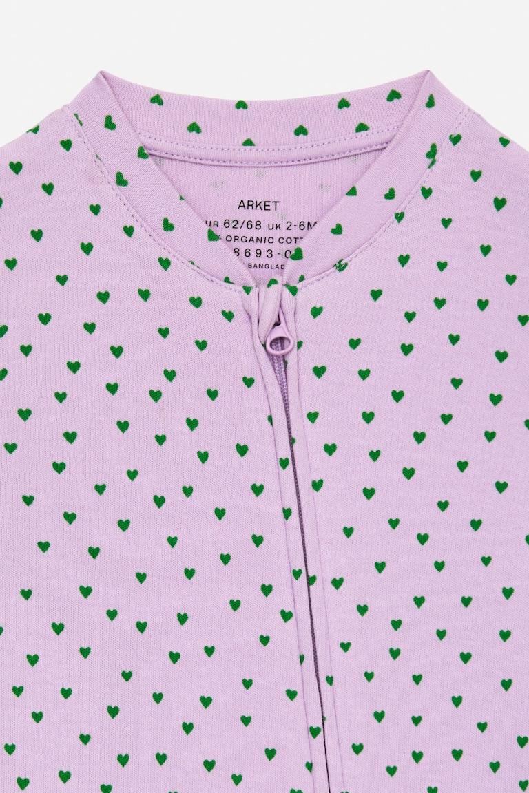 H&M Pigiama Intero - Lilla/Cuori Verdi - BAMBINO