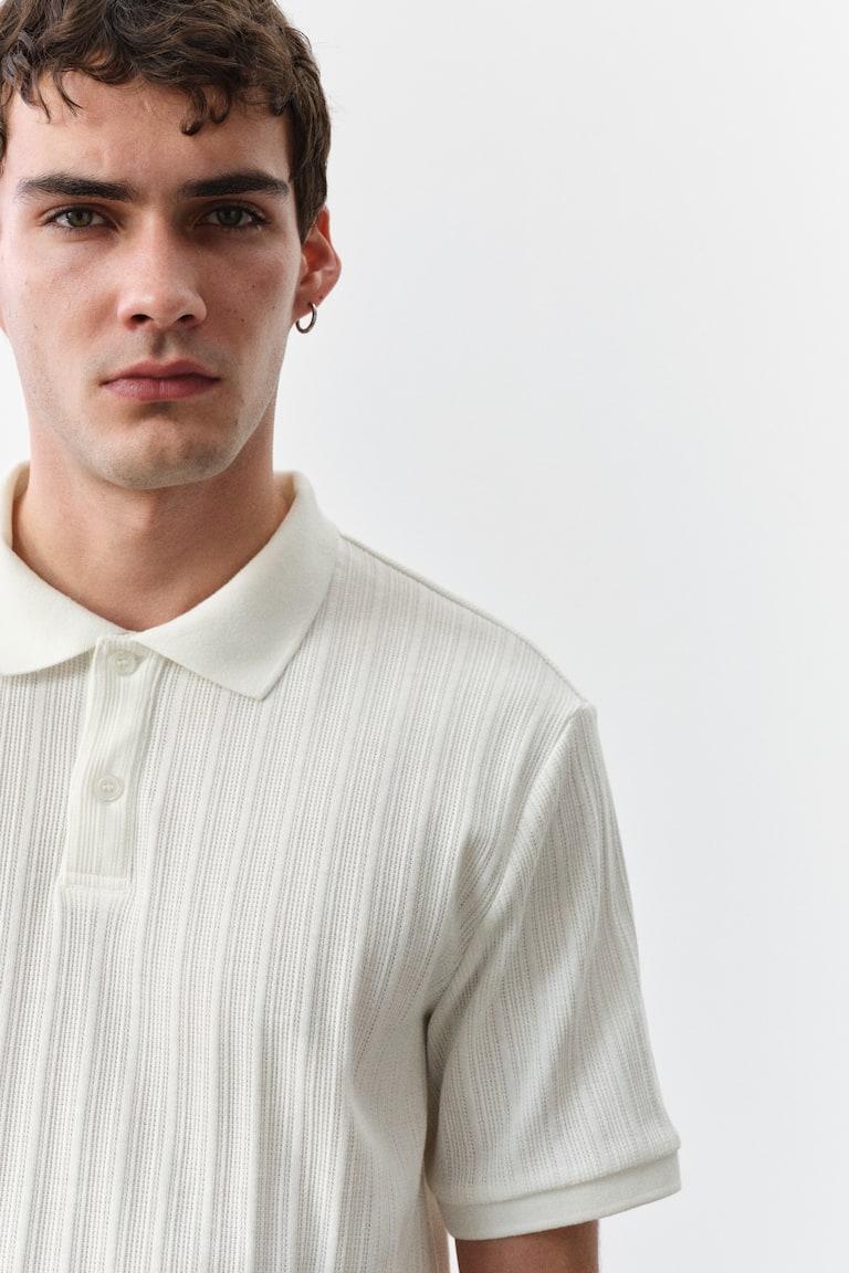 H&M Polo in jersey strutturato Slim Fit - Crema - UOMO