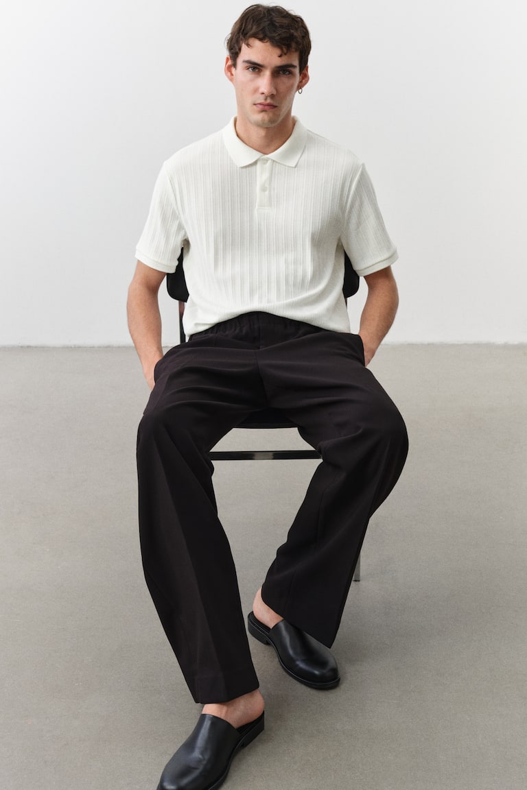 H&M Polo In Jersey Strutturato Slim Fit - Verde - UOMO