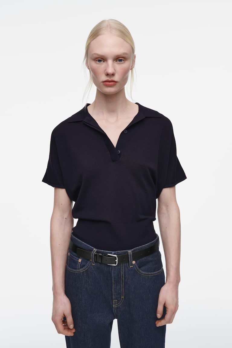 H&M POLO IN MAGLIA - BLU NAVY SCURO - DONNA