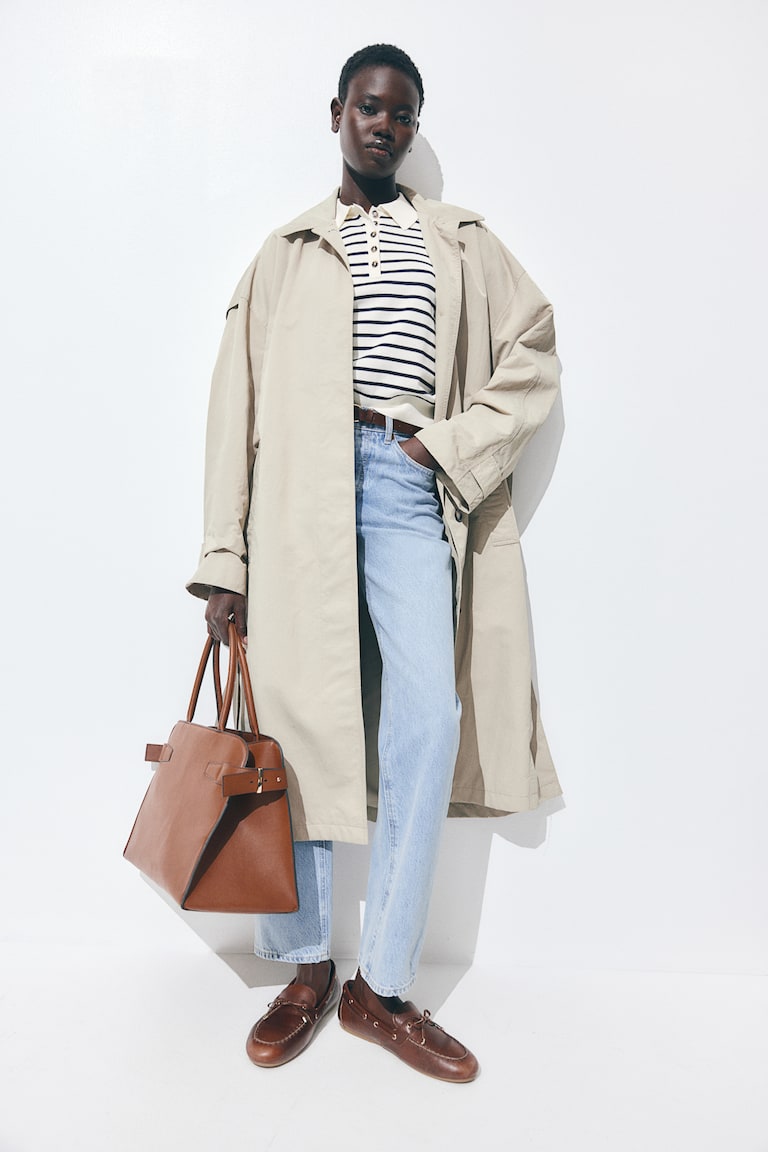 H&M Polo In Maglia Sottile - Crema/righe - DONNA