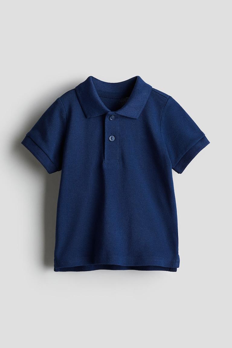 H&M Polo in piqué di cotone - Blu navy - BAMBINO