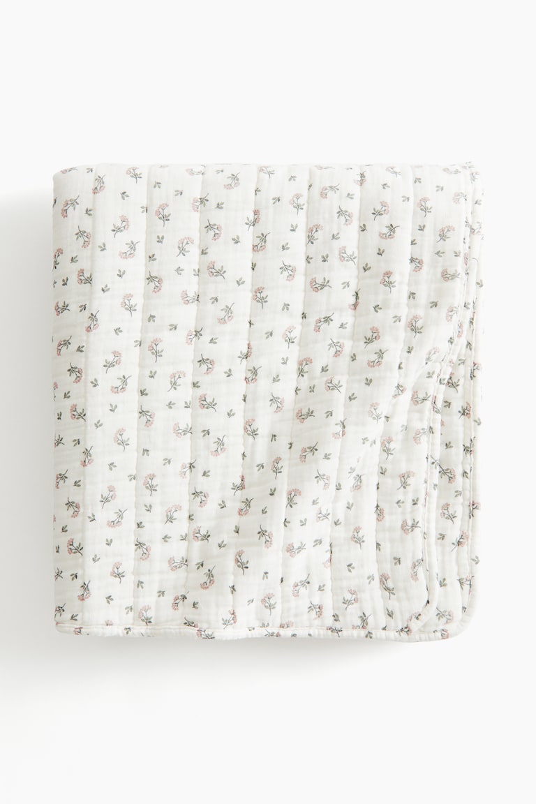 H&M Quilted Muslin Baby Blanket - Bianco/fiori - HOME