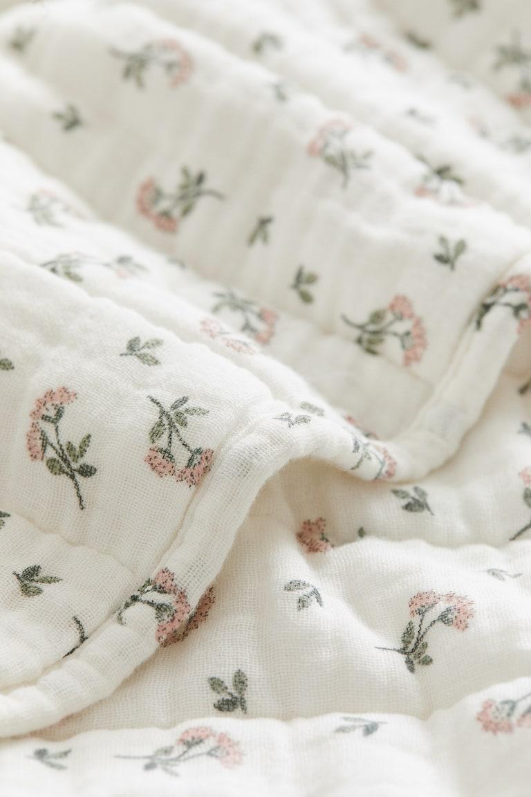 H&M Quilted Muslin Baby Blanket - Bianco/fiori - HOME