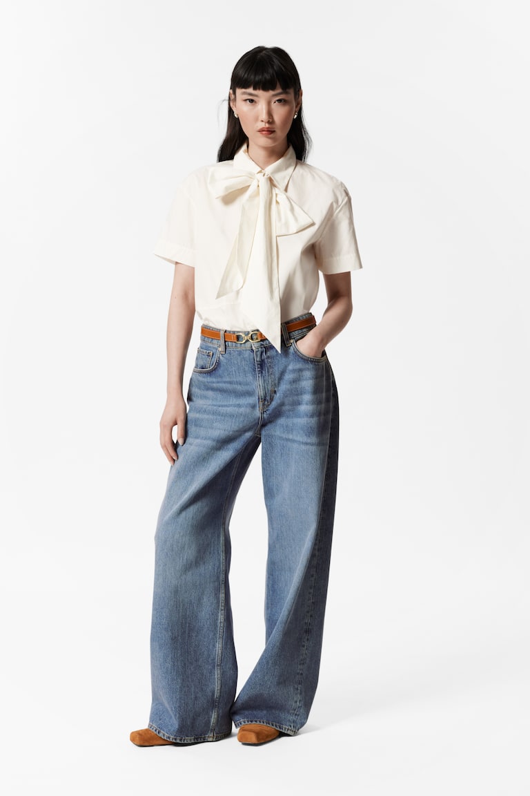 H&M Relaxed Wide-Leg Jeans - Azzurro - DONNA
