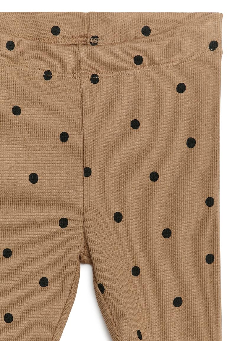 H&M Ribbed Leggings - Rosso/Bianco Sporco - BAMBINO