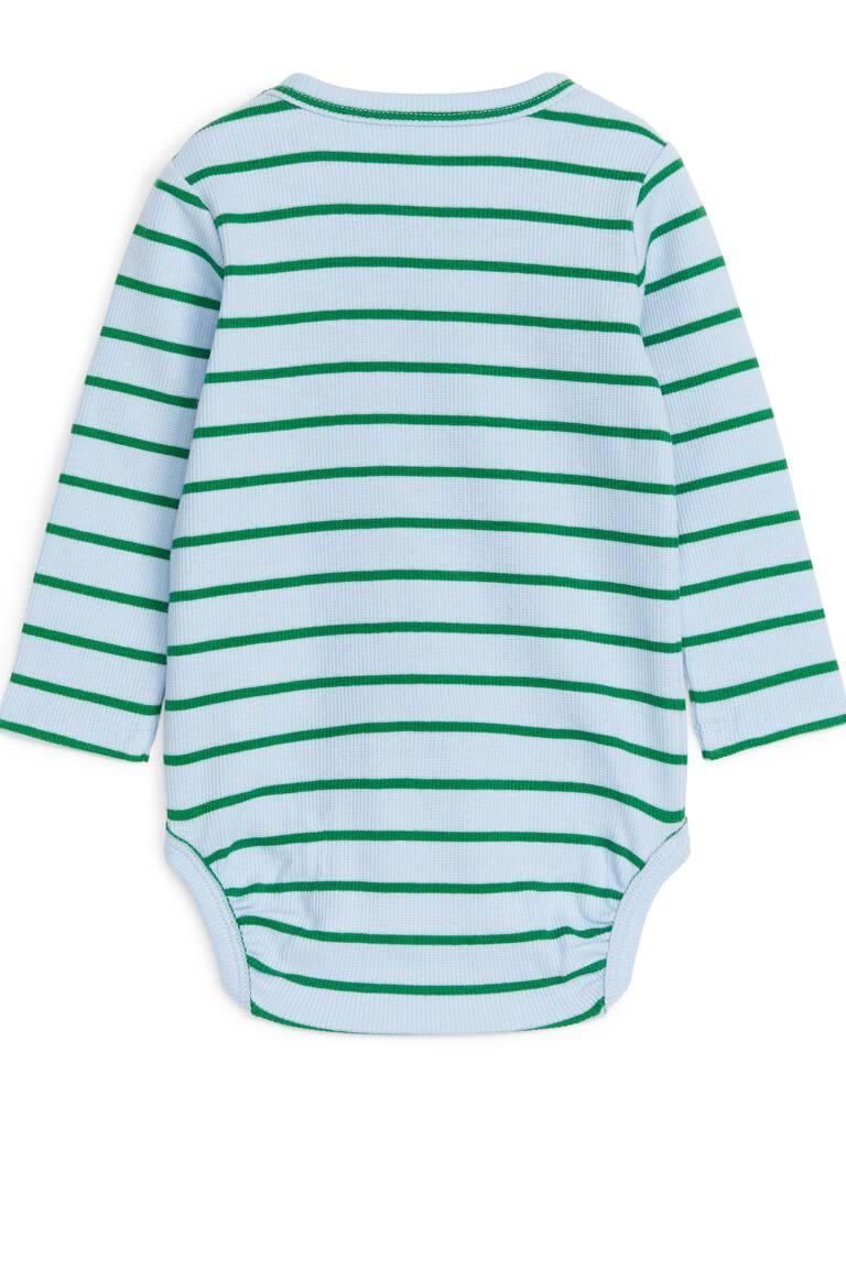 H&M Ribbed Long-Sleeve Bodysuit - Lilla - BAMBINO