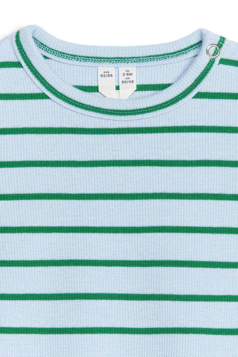 H&M Ribbed Long-Sleeve Bodysuit - Lilla - BAMBINO