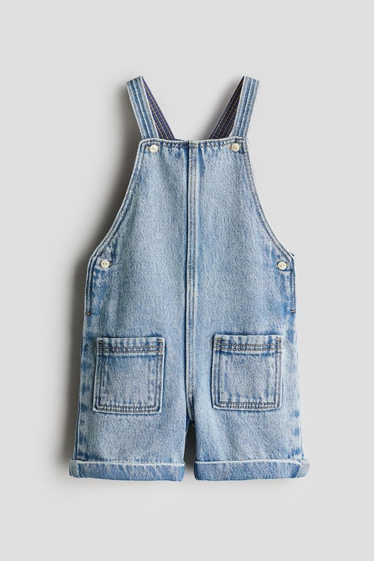 H&M Salopette Corta In Denim - Blu Denim - BAMBINO