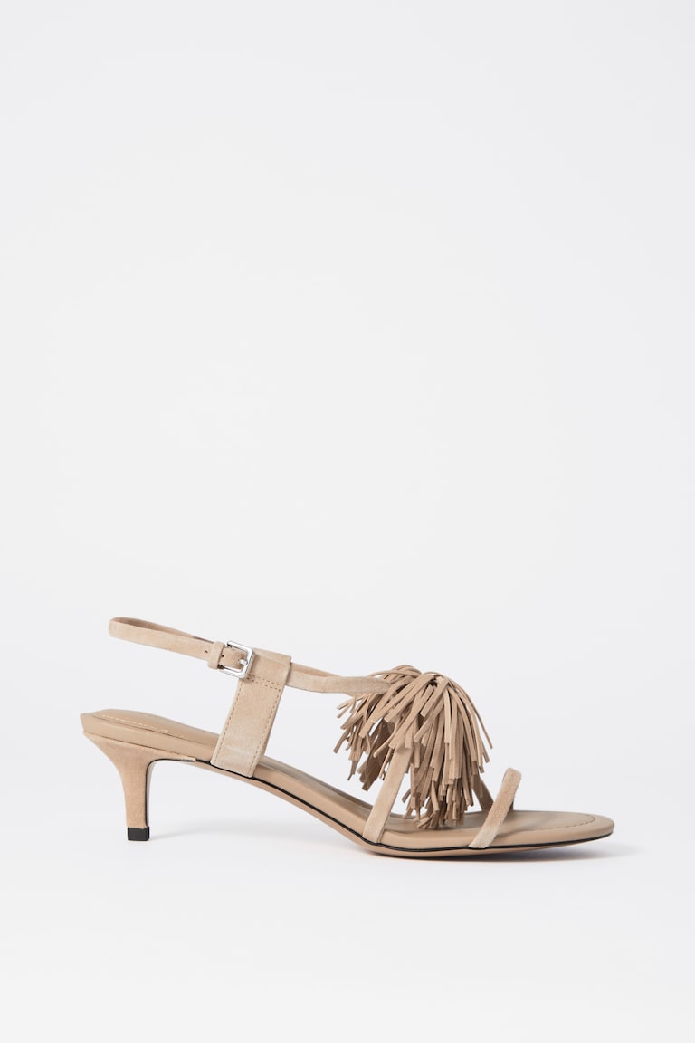 H&M Sandali In Pelle Con Frange - Rosa - DONNA