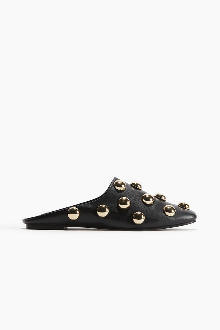 H&M Sandali slip-on decorati - Nero/strass - DONNA